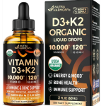 USDA Organic Vitamin D3+K2 Drops - Vitamin D3 10000 IU & K2 as MK-7 120mcg
