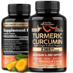 Turmeric Curcumin Supplement with Ginger & Black Pepper: Highly Bioavailable & Extra Strength